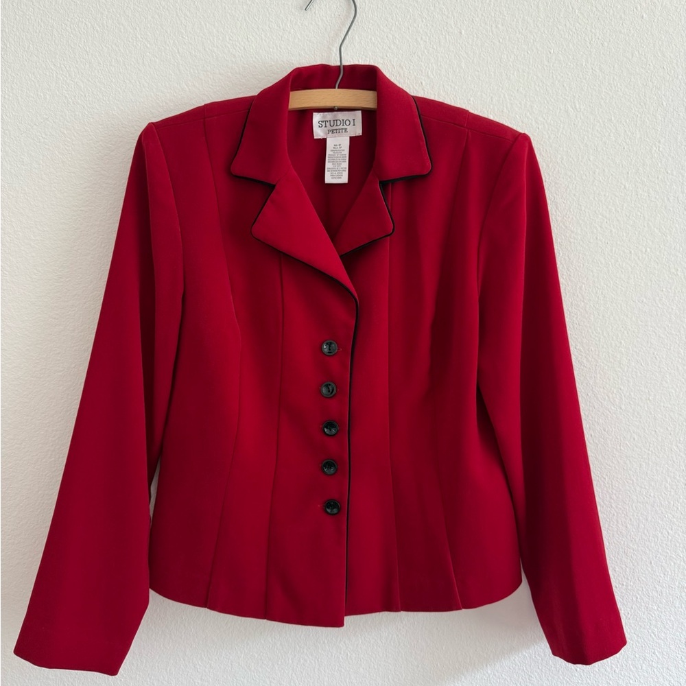 Studio I Red Tailored Blazer with Notched Lapel